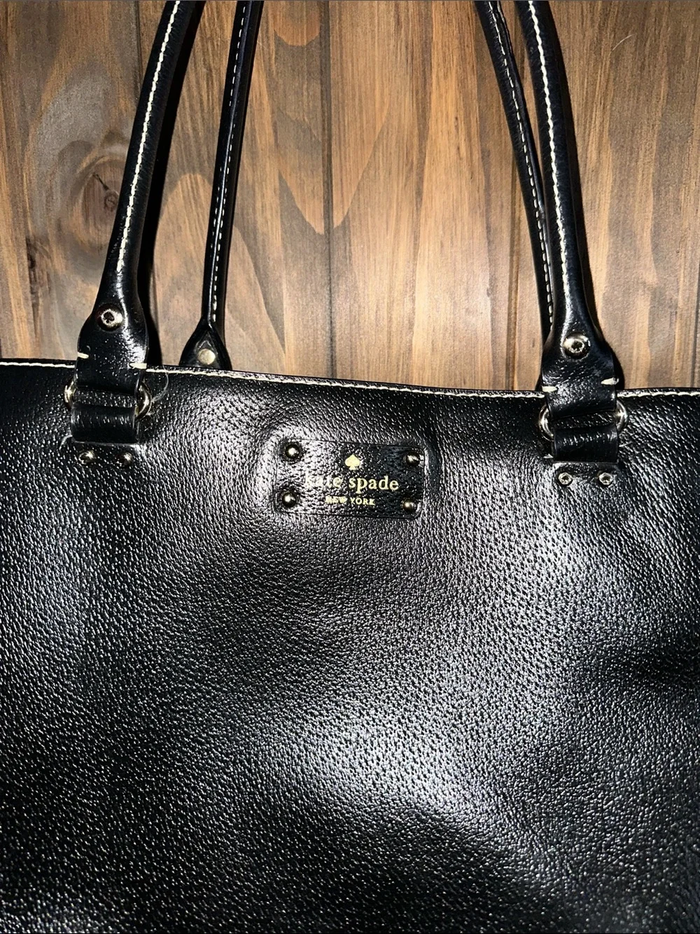 kate spade Black Pebbled Leather Tote satchel  with Top Handles
